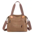 Borsa a tracolla in tela marrone grande capacità borsa tote casual da donna stile quotidiano pratico - Marrone