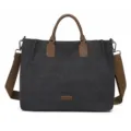 Borsa shopper in tela casual grande capacità borsa a tracolla quotidiana donna - Nero