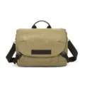 Borsa a tracolla da uomo in tela kaki, borsa messenger casual retrò con cinturino marrone. - Verde
