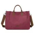 Borsa shopper in tela rosso vino grande capacita borsa a spalla casual donna lavoro SKU - Viola