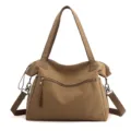 Retro canvas shoulder crossbody tote bag for women, large capacity casual travel bag. - Coffee