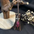 Mini decorative broom crystal pendant Halloween Christmas tabletop ornament decor - 10*3.5CM / Fuschia