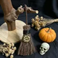 Mini broom Halloween decorative ornament with sunflower pendant for holiday home party decor. - Sunflower Pendant Style / 13*4cm