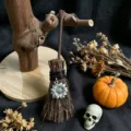 Halloween decorative miniature witch broom with sunflower charm for festival home desktop ornament - Sunflower Pattern Style / 13*4cm