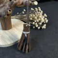 Mini witch broom detail shot, handmade wooden crystal hanging ornament for festival decor. - 10*3.5CM / Black