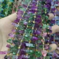 Commercio all'ingrosso perle distanziatrici di fluorite colorata naturale per gioielli - Multicolore (O)