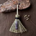 Wicca Strega Mini Scopa Auto Appendino Ciondolo con Pietra Cristallo Naturale Stile - Scopa + Agata Indiana