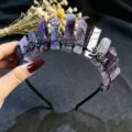 Diadema de corona de cristal natural gótico con alambre negro para fiesta y festival. - Amatista Y Luna Negra