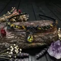 Natural crystal gemstone headband with moon pentagram charm, gothic hair hoop for women festival. - Tiger Eye+Star Moon+Yellow Drop