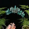 Handmade crystal tiara headband with butterfly design blue quartz gothic hair accessories for women - Green and Antique Bronze Butterfly