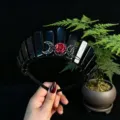 Black crystal crown headband with red rose and crescent moon for women gothic hair accessories - Obsidian + Black Moon + Flower