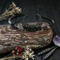 Exquisite crystal crescent moon headband, handmade boho hair accessory with natural stone chips. - Tourmaline+Hollow Moon