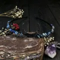 Gothic crescent moon crystal headband wire wrapped gemstone hair hoop celestial crown - Sodalite+Black Moon