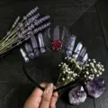 Exquisite natural crystal crown headband with purple quartz, crescent moon and rose for party. - Purple