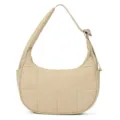 Quilted nylon shoulder bag, minimalist crescent hobo bag for women, stylish daily wear. - Khaki