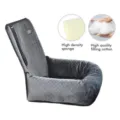 Gray quilted car pet booster seat with high density sponge and soft filling for safe travel - Gray