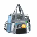 Borsa da viaggio trasparente in PVC di grande capacita con tasche e manici robusti. - Grigio
