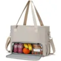 Detaillierte Ansicht der isolierten Lunchtasche mit praktischen Fächern und Schultergurt. - Gebrochenes Weiß