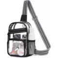 Clear Sling Bag Transparent Crossbody Bag Black White Strap Casual Daypack Daily Use - Black