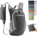 Leichter faltbarer Rucksack, wasserdichter Wanderrucksack mit Handytasche und vielen Farben. - Grau