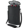 Vue détaillée du sac isotherme pour deux bouteilles de vin avec bandoulière réglable. - Noir
