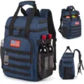 Large capacity tactical insulated backpack with Molle webbing and wine pocket for picnic travel - Blue
