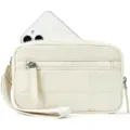 Quilted nylon mini wristlet wallet and phone pouch for women, stylish everyday carry. - Off White