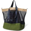 Large capacity mesh tote bag for women, stylish casual shoulder handbag for summer beach vacation. - Army Green