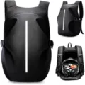 Waterproof motorcycle helmet backpack, hard shell cycling daypack, large capacity travel bag for riders. - Reflective Strips