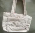Casual lightweight quilted tote bag for women, soft puffer shoulder bag for daily travel and work. - Light Pink