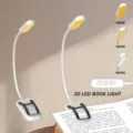 Oplaadbare 20 LED boekenlamp met flexibele zwanenhals en instelbare kleurtemperatuur. - Broken Wit