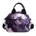 Borsa a mano in tela stampata viola, elegante borsa a tracolla con manico e tracolla. - Viola