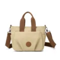 Borsa a tracolla casual in tela da donna, elegante borsa capiente con manici marroni. - Kaki