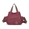 Washed canvas messenger bag, vintage crossbody shoulder bag for daily commuting and school. - Purple