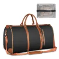 Sac de voyage noir et marron pour vêtements avec poche à chaussures, idéal pour le sport. - Noir