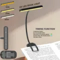 Rechargeable LED book light with 3 color temperatures, flexible gooseneck and timer function. - 25 LED / Black