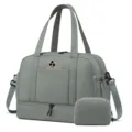Grey travel duffel bag with shoe compartment and pouch, ideal for gym, weekend and travel. - Dark Gray