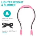 Portable LED Neck Reading Light Rechargeable Hands-Free Book Light with USB Type-C Cable - Pink