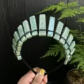 Natural crystal crown headband gemstone tiara minimalist handmade hair accessories for women - Light Blue