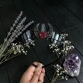 Gothic crystal crown headband featuring moon and red rose design, elegant hair accessories. - Blue Gray and Black and Black Wire and Antique Bronze Hollow Moon Flower