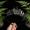 Gothic crystal crown headband with smoky quartz and silver butterfly for women party photo. - Tawny and Antique Bronze Butterfly