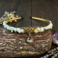 Boho crystal crescent moon headband pentagram gemstone hair hoop pagan goddess crown - Moonstone With Star Moon And Water Drop