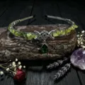 Handmade natural crystal moon chip stone crown headband with pentagram pendant for women and girls. - Korean Jade With Star Moon And Green Droplet