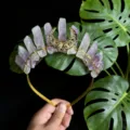 11 natürliche Kristall Krone Haarreif Detail, Amethyst Tiara mit goldenem Mond für Fotos. - Heller Amethyst