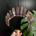 Natural crystal crown headband minimalist black wire trendy women festival photo prop - Rose Quartz Color