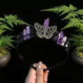 Natural crystal butterfly crown headband gothic witch tiara hair accessories for women - Light Purple and Antique Bronze Butterfly