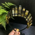 Natural crystal crown headband raw gemstone tiara vintage hair accessories for women festival - Tiger Eye Style / Brown