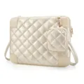 Housse d'ordinateur portable matelassée étanche sac à main avec bandoulière réglable - Blanc Cassé