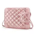 Housse d'ordinateur matelassée rose sac bandoulière étanche avec petite pochette et sangle. - Rose