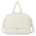 Sac de voyage matelassé beige avec compartiment inférieur et poignées pour femmes. - Blanc Cassé